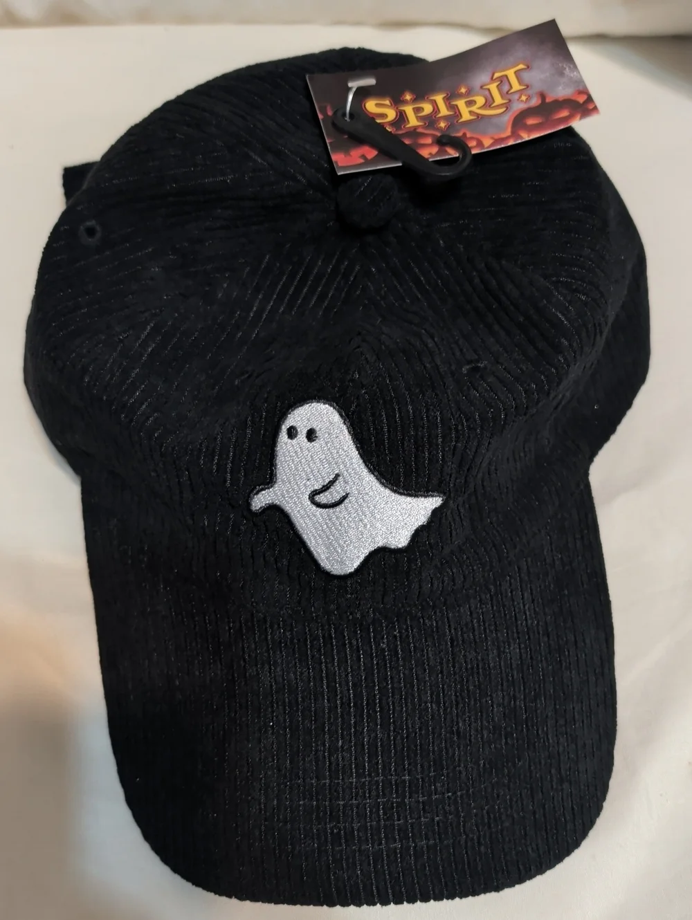 Spirit Black Corduroy Kids Cap with White Ghost Patch